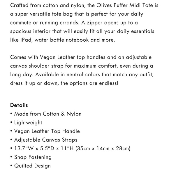 The Olives Mini Puffer Tote - Picture 5 of 5